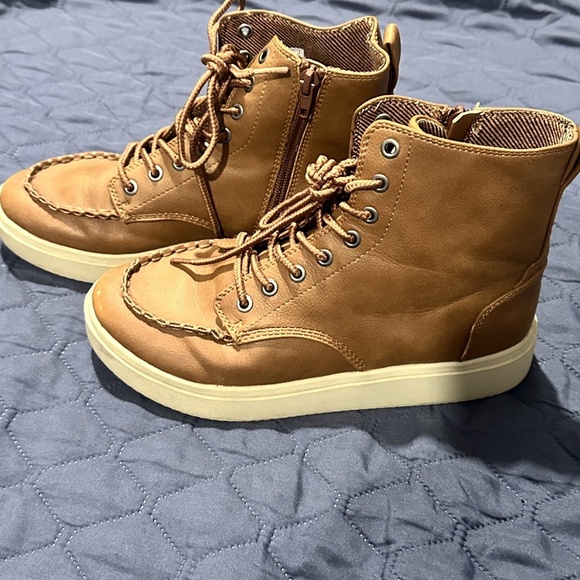 Brown Tan Boots Lace Up combat boots fall size 6 womens leather autumn - Picture 5 of 14